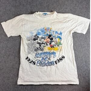VTG Disney Mickey Mouse 60th Birthday Shirt Mens M Steamboat Willie Retro 80s